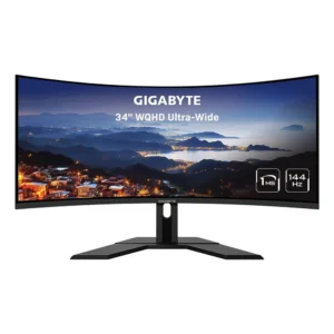 GIGABYTE 34" 144Hz 2K Curved Gaming Monitor 1ms FreeSync Premium, UWQHD 3440 x 1440 VA 1500R Display, (MPRT), 90% DCI-P3, VESA Display HDR400, 2x DisplayPort 1.4, 2x HDMI 2.0 G34WQC A-SA